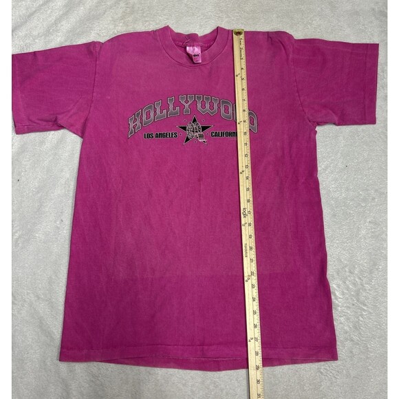 Vtg Pink Single Stitch Hollywood Los Angeles California Graphic T-Shirt Size L - Picture 8 of 9